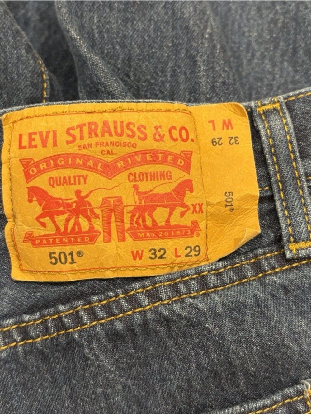 Levi's 501 Straight Leg Button Fly High Rise Denim Jeans W32 L29 - Picture 5 of 8